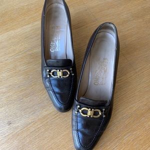 Salvatore Ferragamo Brown Leather Heels 7.5